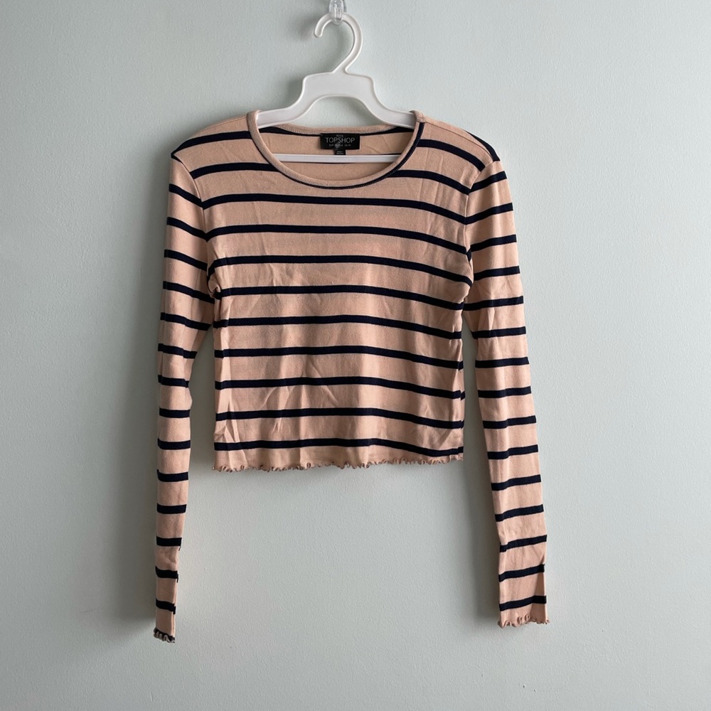 Topshop Striped Cropped Top